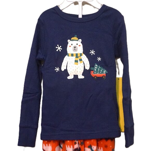 Cat & Jack 2 Piece Pajamas Navy Top with Polar Bear Fleece Bottoms Boy’s 3T - Picture 2 of 6